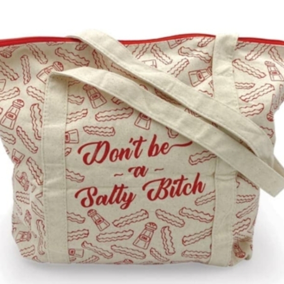 Handbags - Don't Be A Salty B Bold Cream and Red Tote Beach Bag NIP
